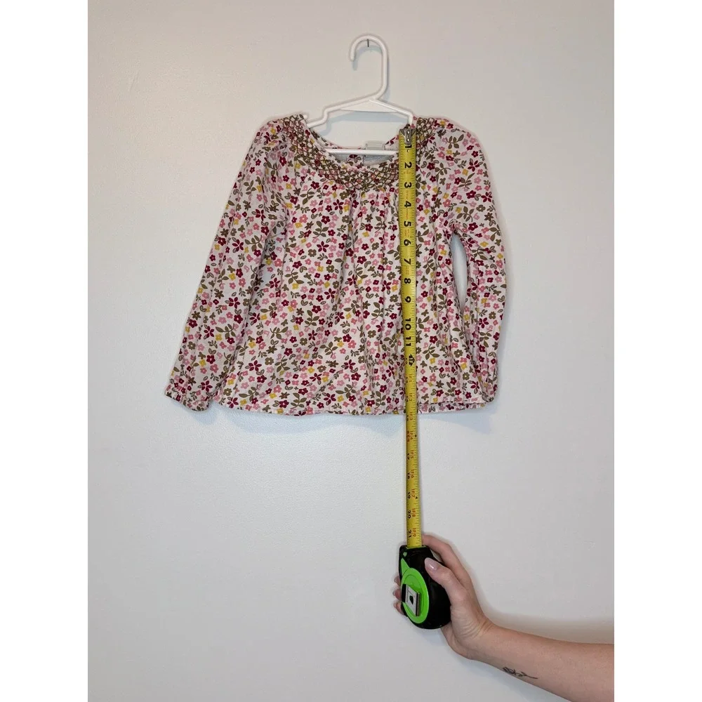Old Navy‎ Girls Floral Smocked Long Sleeve Blouse Pink Yellow 4T